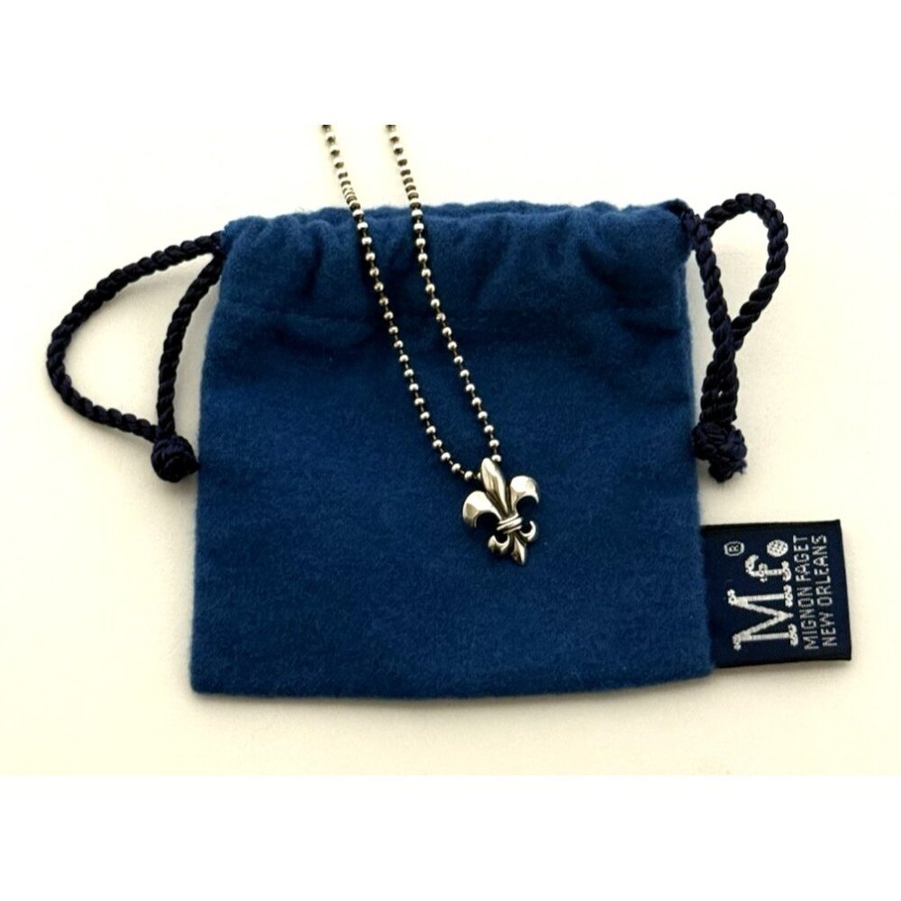 Mignon Faget Sterling Silver Fleur de Lis Pendant  And Necklace Signed/$163 Ret.